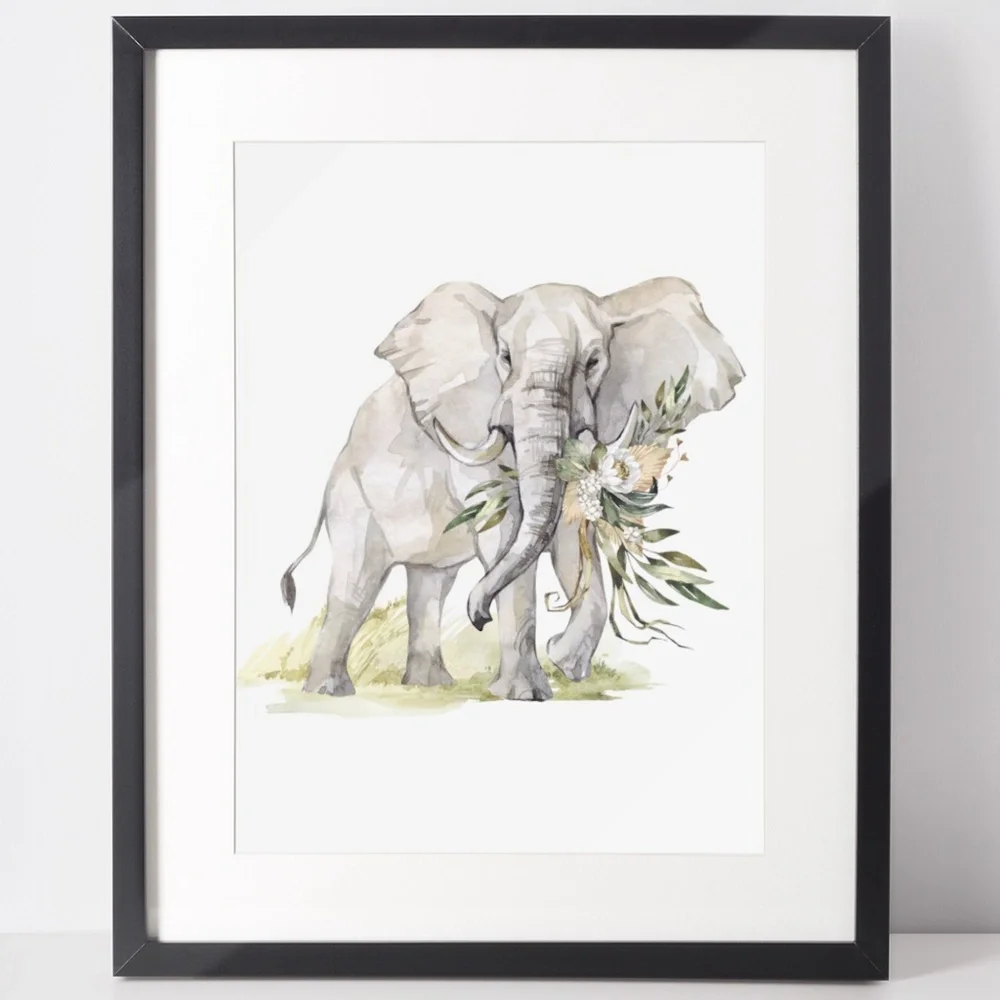 Watercolor Elephant Wall Art Poster Print Unframed - Picture 3 of 17